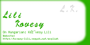 lili kovesy business card